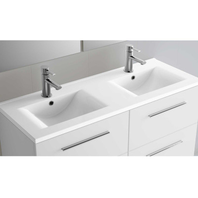Plan double vasque Iberia porcelaine blanche 120 cm SALGAR