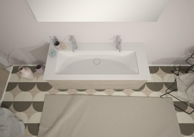 Plan de toilette blanc brillant 120 x 1,8 x 46 cm BURGBAD