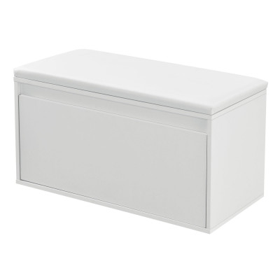 Banc à chaussures design avec tiroir meuble pour entrée avec siège rembourré range-chaussures stylé pour 3 paires panneau de particules pu synthétique 80 x 39 x 45 cm blanc 03_0004679