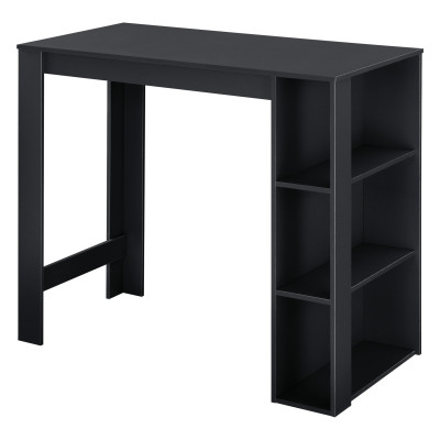 Table de bar design avec surfaces de rangement table bistrot avec 3 étagères panneaux de particules 110 x 50 x 103 cm noir 03_0006207