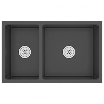 Évier de cuisine 62 x 36 x 51 cm noir acier inoxydable 02_0002478