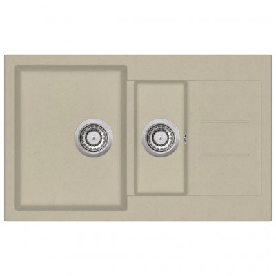Évier de cuisine granit double lavabo beige 02_0002343
