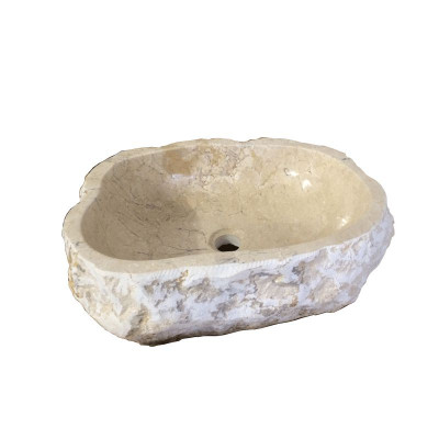 Vasque Bloom forme libre en pierre de rivière sans trop plein sans percement pour mitigeur 45/50 cm NOVEAQUA