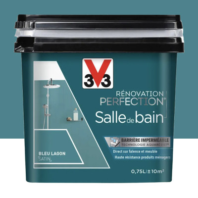 Peinture de rénovation Perfection Salle de Bain satin bleu lagon en seau de 2 l V33