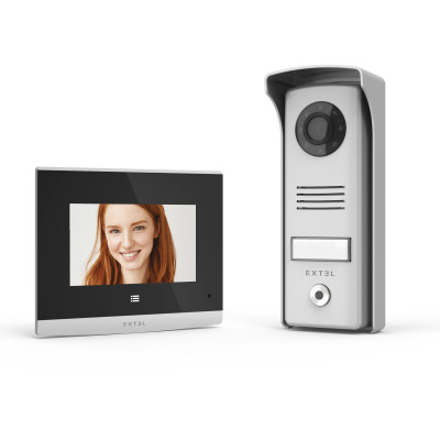 Visiophone filaire écran 4'' et touches tactiles platine de rue 70 mm Compact EXTEL
