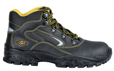 Brodequins New Eufrate cuir noir tissu jaune taille 47 COFRA