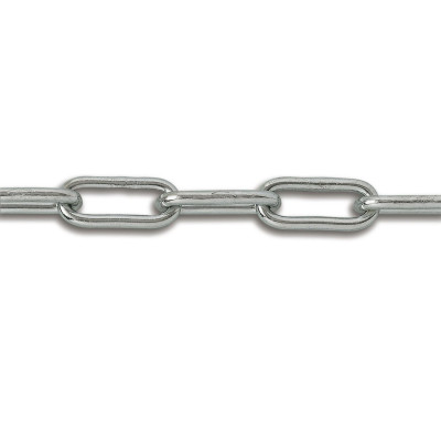Chaîne droite soudée maille longue acier zingué diamètre 4 mm en seau CHAPUIS 