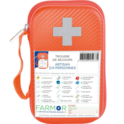 Trousse de secours spéciale artisan 2-4 personnes avec croix rétro FARMOR
