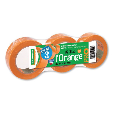 Lot de 3 rouleaux adhésifs 6095 orange multi-usages 50 mm x 33 mm BARNIER
