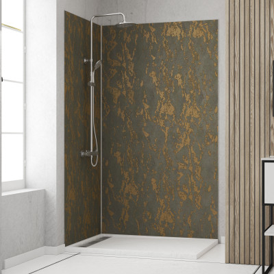 2 Panneaux Muraux Pierre 90+120x210cm 'Venus' + Profilés d'Angle et Finition Chromés - STONE'IT