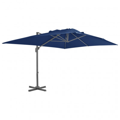 Parasol déporté avec mât en aluminium 4 x 3 m bleu azuré 02_0008485