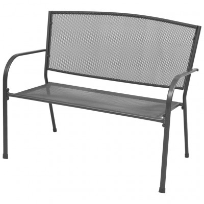 Banc de jardin meuble de patio d'extérieur terrasse 108 x 60 x 88 cm acier et maille anthracite 02_0011151