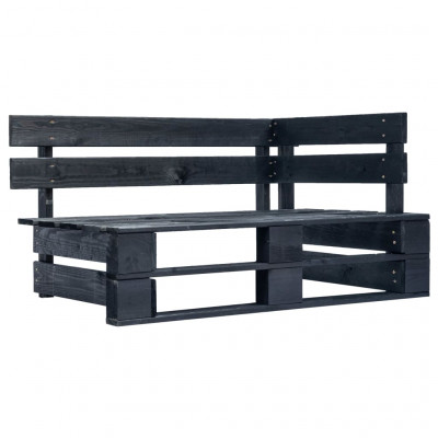 Banc de jardin meuble de patio d'extérieur terrasse d'angle palette de jardin 110 x 65 x 55 cm bois noir 02_0011135