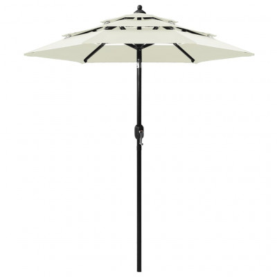Parasol à 3 niveaux avec mât en aluminium 2 m sable 02_0008761