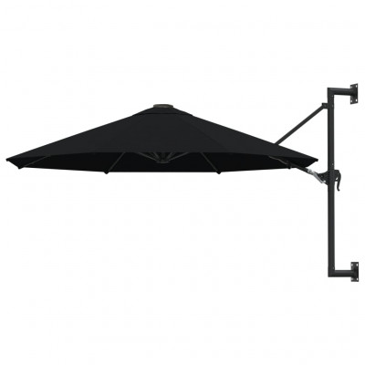 Parasol mural avec mât en métal 300 cm noir 02_0008683