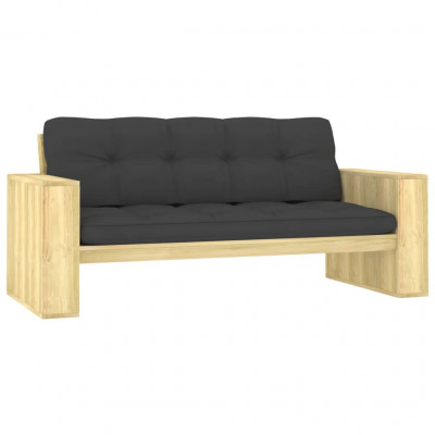 Banc de jardin meuble de patio d'extérieur terrasse avec coussins anthracite 179 x 76 x 76 cm pin imprégné 02_0011627