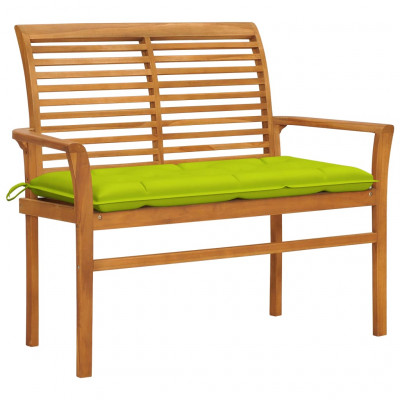 Banc de jardin meuble de patio d'extérieur terrasse avec coussin vert vif 112 x 55 x 94 cm bois de teck massif 02_0011567