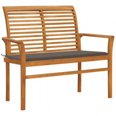 Banc de jardin meuble de patio d'extérieur terrasse avec coussin taupe 112 x 55 x 94 cm bois de teck massif 02_0011548