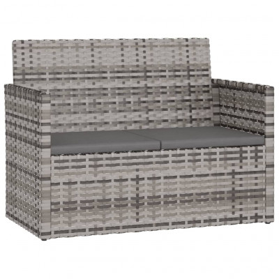 Banc de jardin meuble de patio d'extérieur terrasse avec coussins gris 105 x 56 x 75 cm résine tressée 02_0011630
