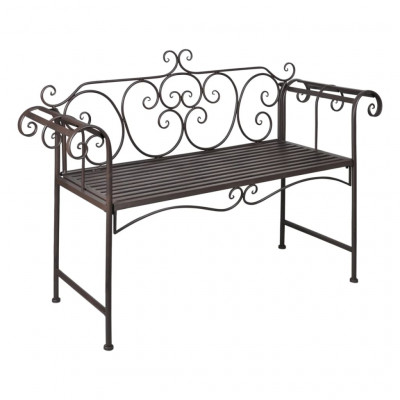 Banc de jardin meuble de patio d'extérieur terrasse 132 x 46 x 85 cm acier antique marron 02_0011237