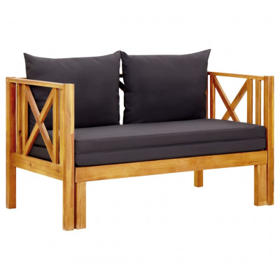 Banc de jardin meuble de patio d'extérieur terrasse 2 places et coussins 122 x 66 x 68,5 cm bois d'acacia massif 02_0011293