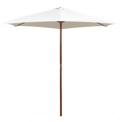 Parasol avec poteau en bois 270 x 270 cm blanc crème 02_0008140
