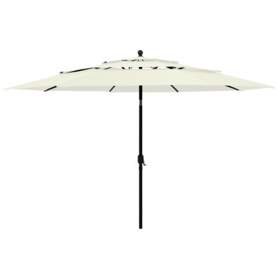 Parasol à 3 niveaux avec mât en aluminium 3,5 m sable 02_0008766