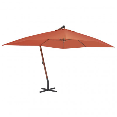 Parasol meuble de jardin en porte-à-faux avec mât en bois 400 x 300 cm terre cuite 02_0008628