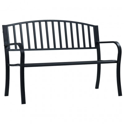 Banc de jardin meuble de patio d'extérieur terrasse 125 cm noir acier 02_0011234