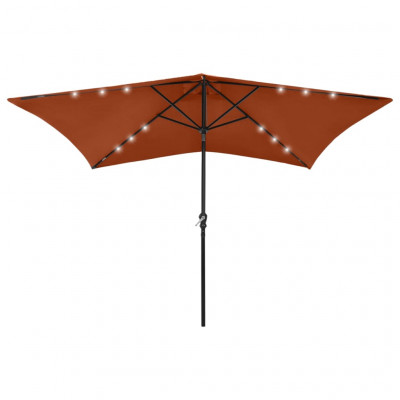 Parasol avec led et mât en acier terre cuite 2 x 3 m 02_0008072