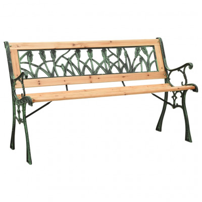 Banc de jardin meuble de patio d'extérieur terrasse 122 cm fonte et bois de sapin massif 02_0011219