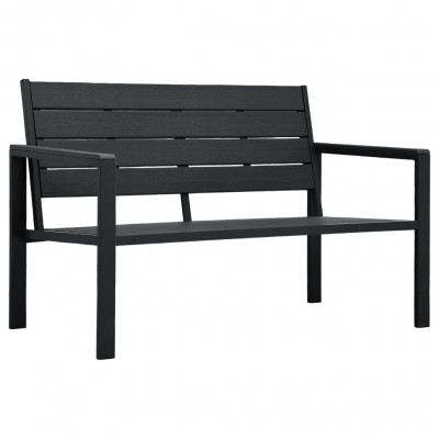 Banc de jardin meuble de patio d'extérieur terrasse 120 cm pehd noir aspect de bois 02_0011206