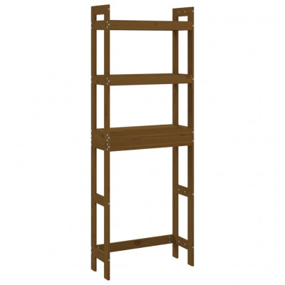 Étagère de toilette 63 x 26 x 171 cm de pin massif bois marron miel 02_0005516