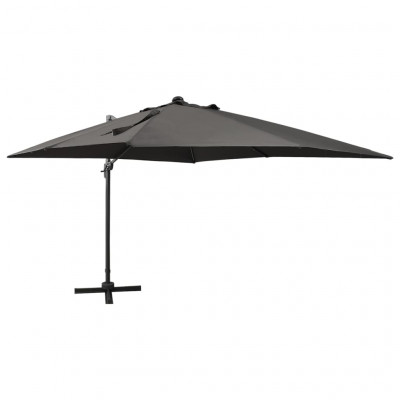 Parasol meuble de jardin déporté avec mât et lumières led 300 cm anthracite 02_0008517