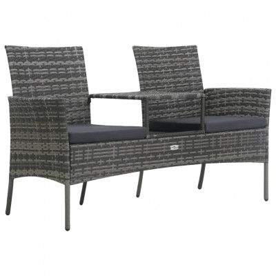 Canapé jardin 2 places et table basse 152 cm résine tressée anthracite 02_0011859