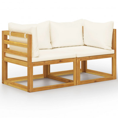 Banc de jardin 70 x 70 x 60 cm meuble de patio d'extérieur terrasse à 2 places avec coussins blanc crème 02_0011773