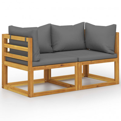 Banc de jardin 70 x 70 x 60 cm meuble de patio d'extérieur terrasse à 2 places avec coussins gris foncé 02_0011774