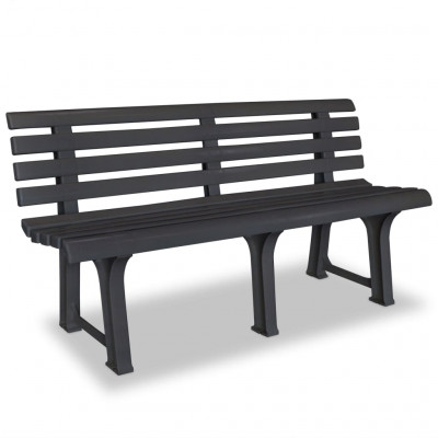 Banc de jardin meuble de patio d'extérieur terrasse 145,5 cm plastique anthracite 02_0011243