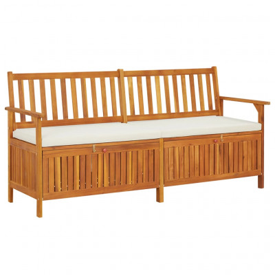 Banc de jardin meuble de patio d'extérieur terrasse de rangement avec coussin 170 x 63 x 84 cm bois d'acacia solide 02_0011799