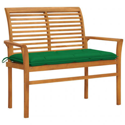 Banc de jardin meuble de patio d'extérieur terrasse avec coussin vert 112 cm bois de teck massif 02_0011558