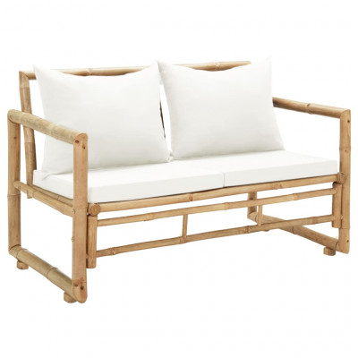 Canapé de jardin à 2 places avec coussins 115 x 65 x 72 cm bambou 02_0011856