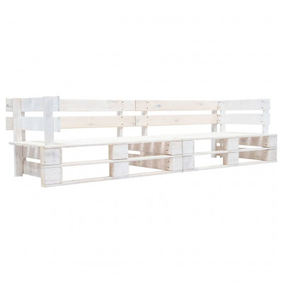 Canapé palette à 2 places de jardin 220 x 66 x 55 cm bois blanc 02_0011861