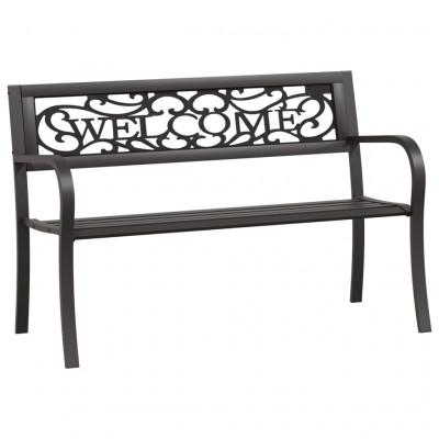 Banc de jardin meuble de patio d'extérieur terrasse 125 x 53 x 77 cm acier noir 02_0011230