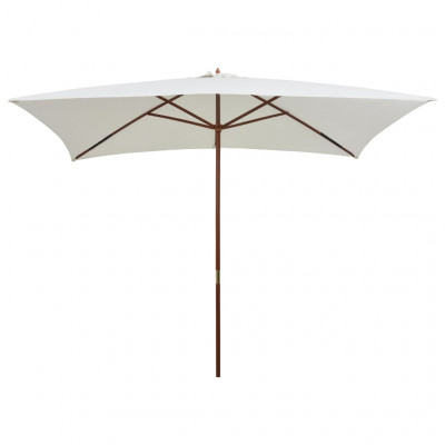 Parasol avec poteau en bois 200 x 300 cm blanc crème 02_0008138
