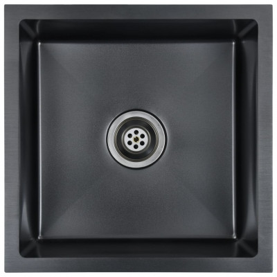 Évier de cuisine fait main avec crépine noir acier inoxydable 02_0002368