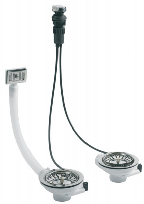 Bonde de vidage automatique D90mm pour évier double cuve - VALENTIN - 00 438000 000 00