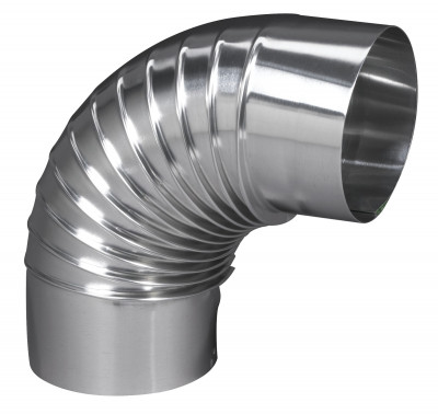 Coude EQ90° plissé aluminium 125 mm - TOLERIE GENERALE - 392125