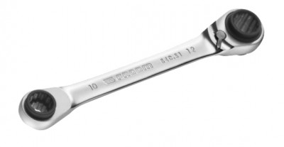 Clé polygonale à cliquet droite multi-ouverture métriques diamètre 16x17 - 18x19mm longueur 230mm - FACOM - 64C.S2