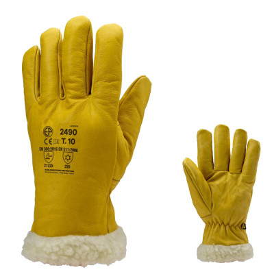 Gant américain ISLANDE EUROTECHNIQUE thermique fourré cuir jaune T10 - COVERGUARD - 2490