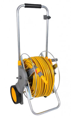 Grand dévidoir chariot métallique avec tuyau de 30m et raccords - HOZELOCK - 2461R0000